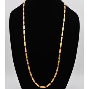 Roget Vintage Chain Necklace Gold Tone Rustic Geometric Chunky Signed 70s Bin3B